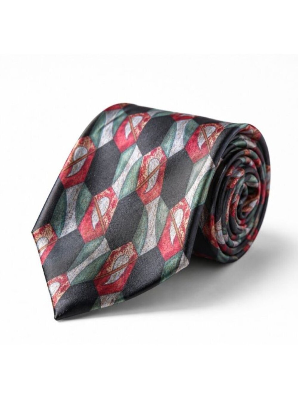 VTG Arrow Woven Silk Geometric Abstract Necktie